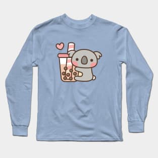 Cute Koala Bear And Bubble Tea Long Sleeve T-Shirt